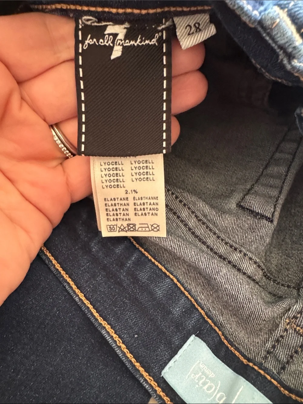 7 For All Mankind b(air) Dark Blue Skinny Jeans with Gold Hardware